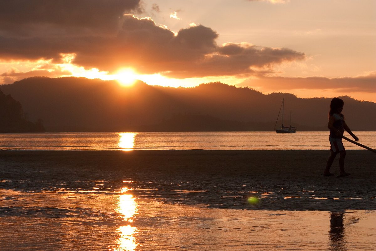 Sunset over the beach at Port Barton, Palawan