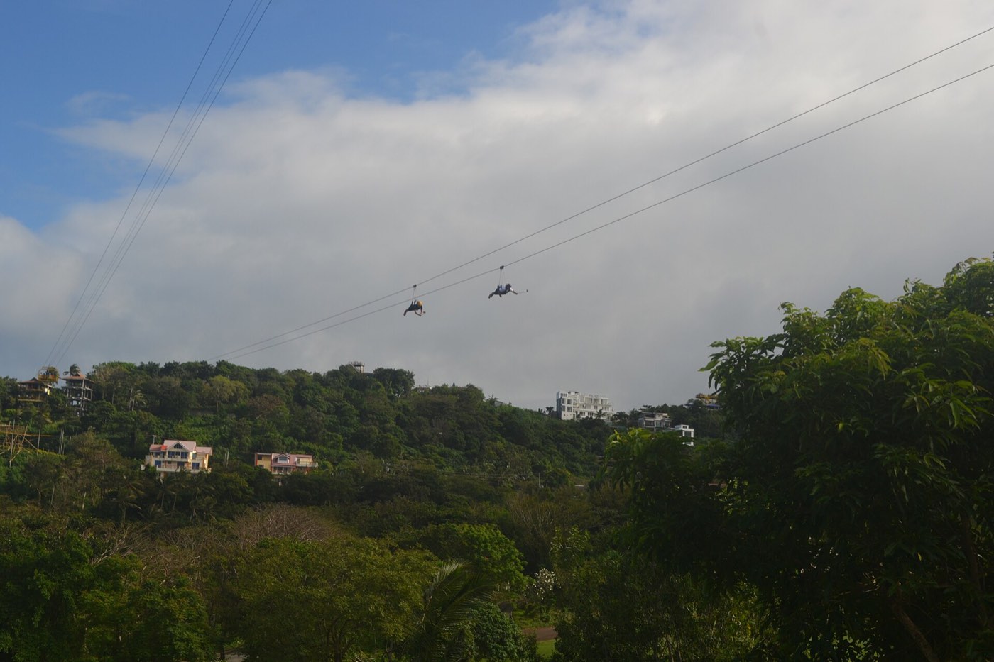 A zipline strung across a valley in the Philippines